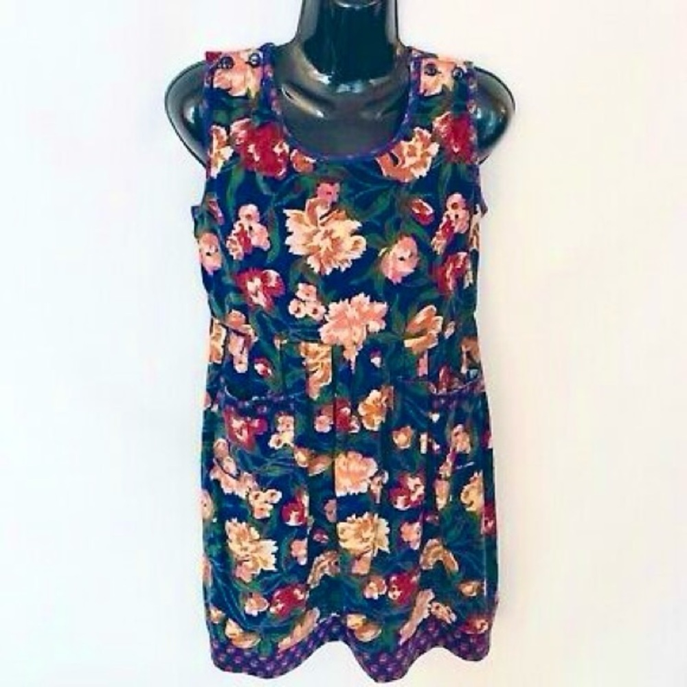Vintage Cornelloki Jumper Dress Floral Sleeveless Sz 10